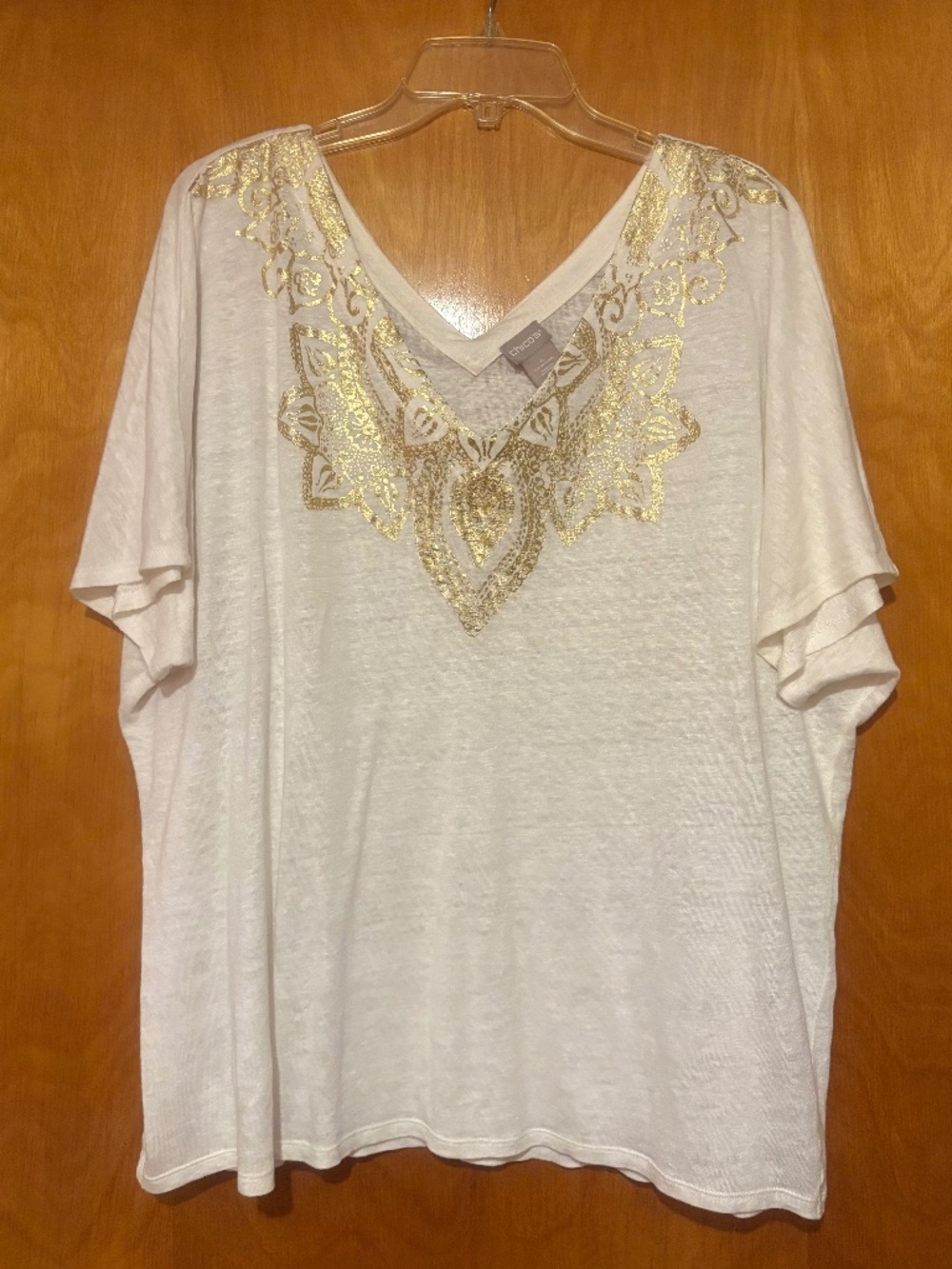 Chico’s Linen V Neck Blouse